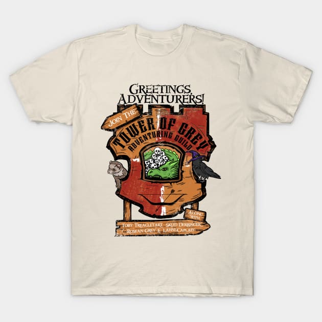 Greetings Adventurers - Tower of Grey T-Shirt by GeeklyInc